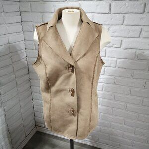 Northern Reflections Ladies Size Large Faux Suede Sherpa Lined Vest